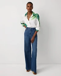 Petite Satin Twill Button Front Shirt