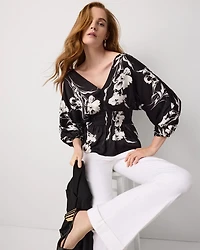 3/4 Sleeve Smocked Waist Kimono