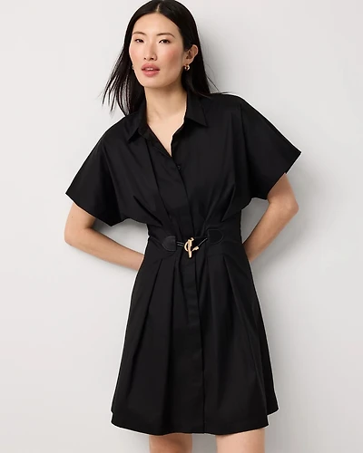 Belted Poplin Shirt Dress