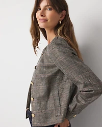 Metallic Plaid Cropped Jacket