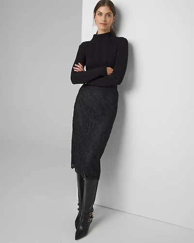 Lace Pencil Midi Skirt