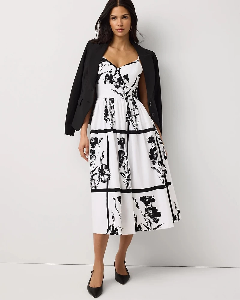 Pleated V-neck Midi Dress