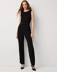 Knit Crepe Zip-Front Jumpsuit