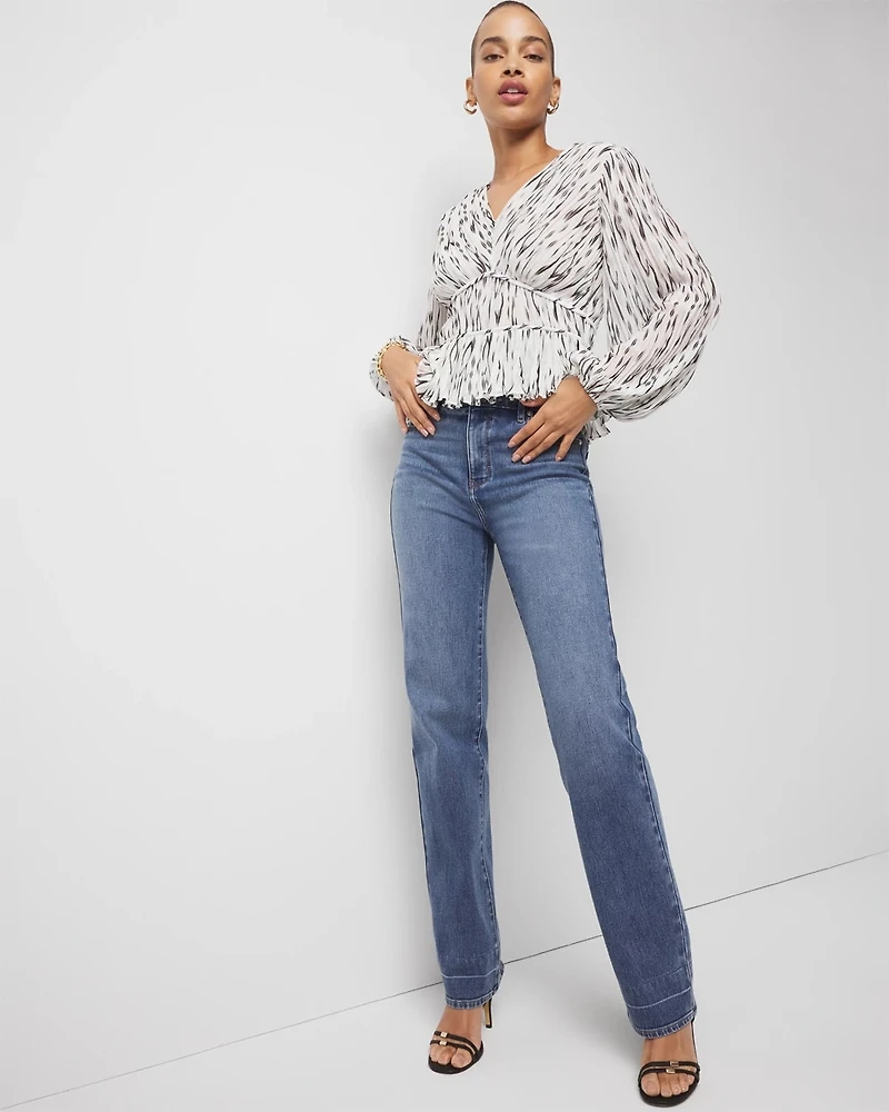 Ikat Pleated Peplum Blouse