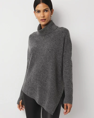 Asymmetrical Hem Turtleneck Sweater
