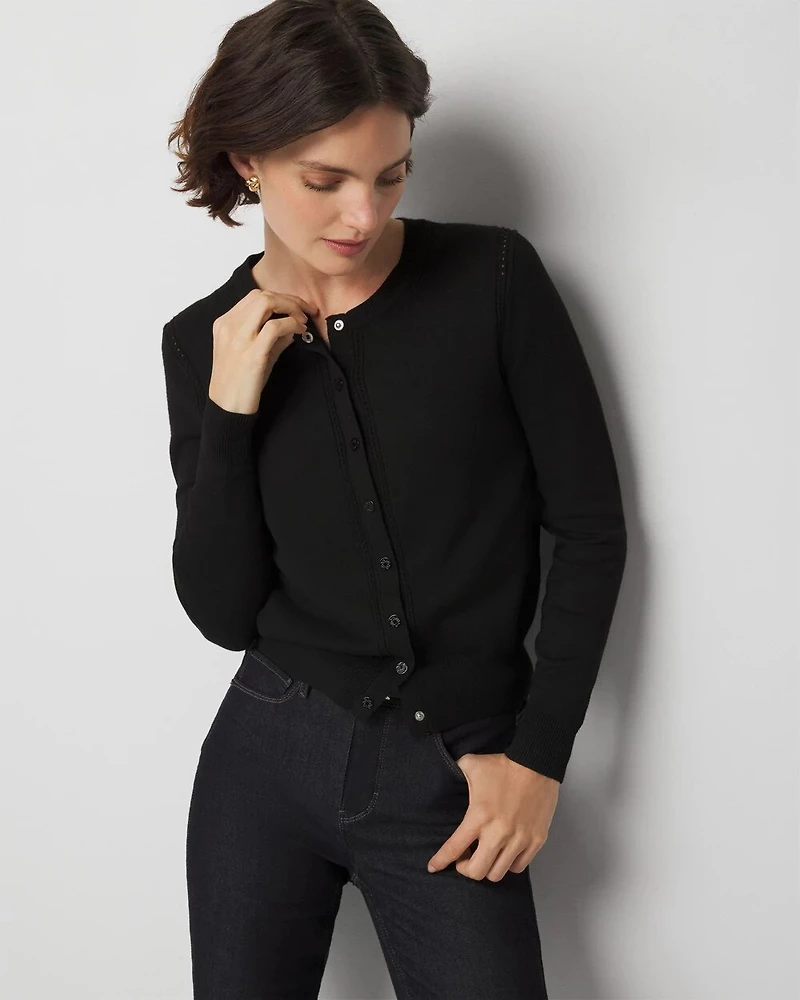 Petite Black + White Colorblock Cardigan