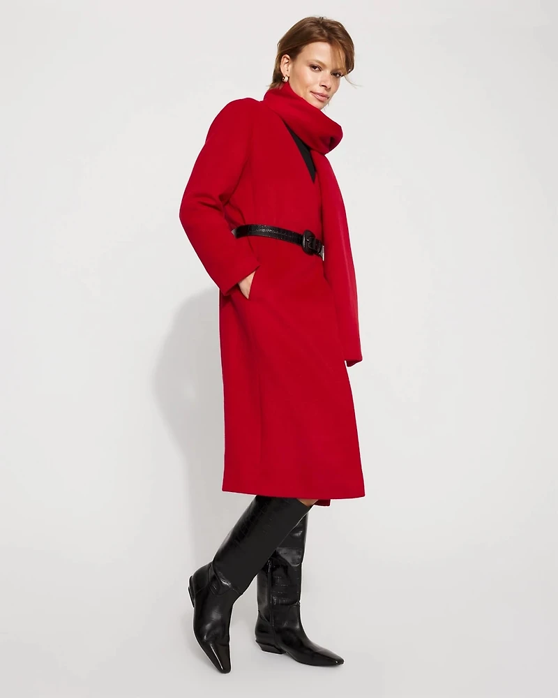 Convertible Scarf Wool-Blend Coat