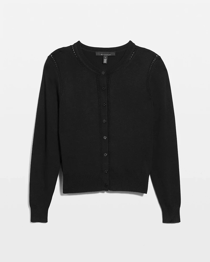 Petite Black + White Colorblock Cardigan