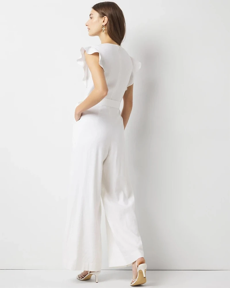 Linen-Blend Wide Leg Jumpsuit