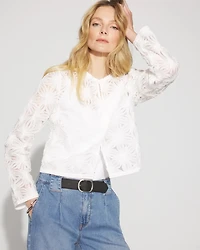 Textured Floral Appliqué Jacket