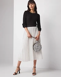 Smocked Pleated Midi Skirt