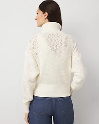 Wool-Blend Zip-Front Cardigan
