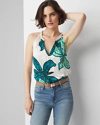 Printed Pleated Top