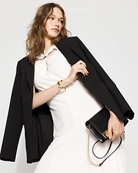 Twist-Neck Cutout Midi Dress