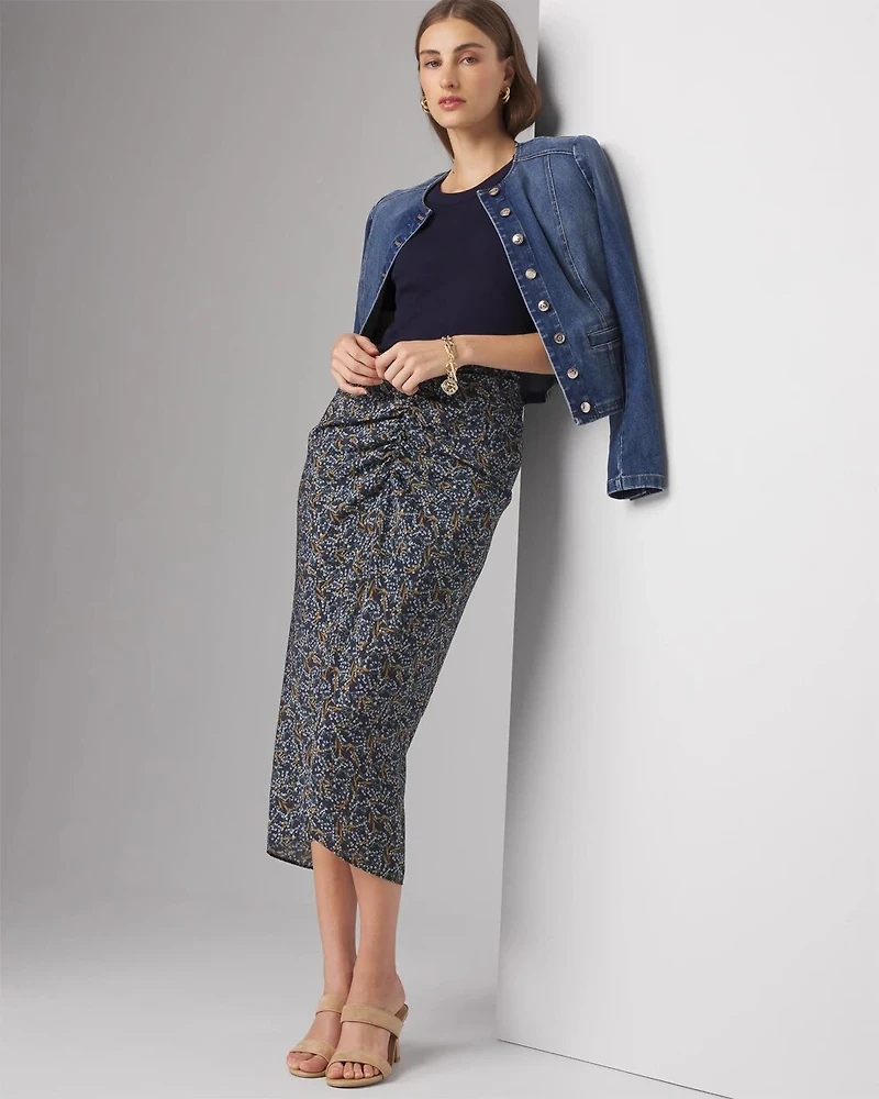 Draped Printed Skirt
