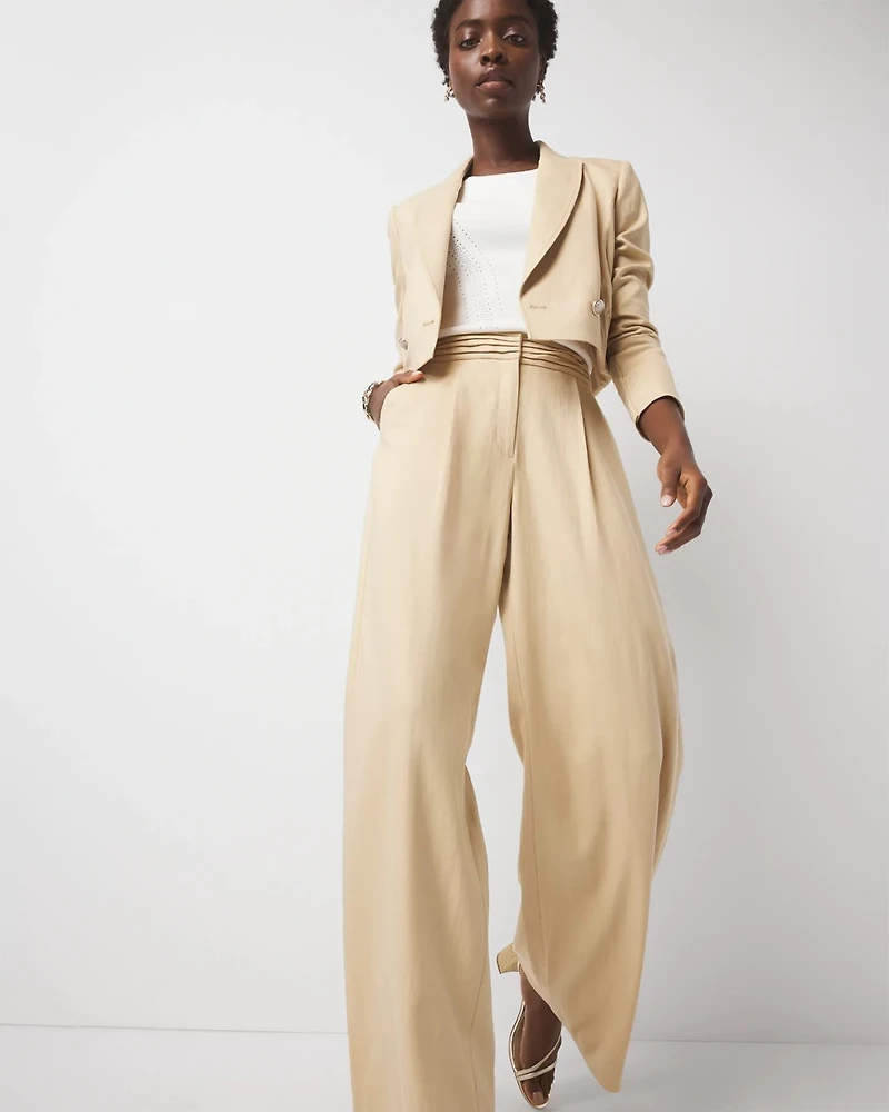 Pleated Waist Wide Leg Pant
