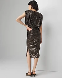 Petite Sequin Ruched Midi Dress
