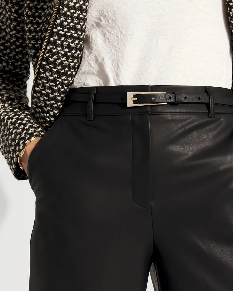 Faux Leather Rectangular Buckle Belt