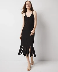 Halter Sweater Dress with Fringe