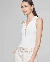 Half Zip Rib Halter Sweater Tank