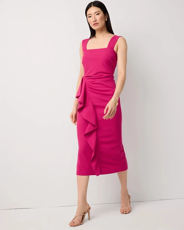 black dress puff sleeves midi Black Puff Sleeve Midi Dress – AX Paris