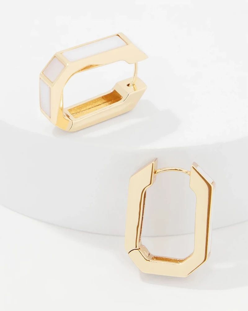Mother of Pearl Huggie Earrings