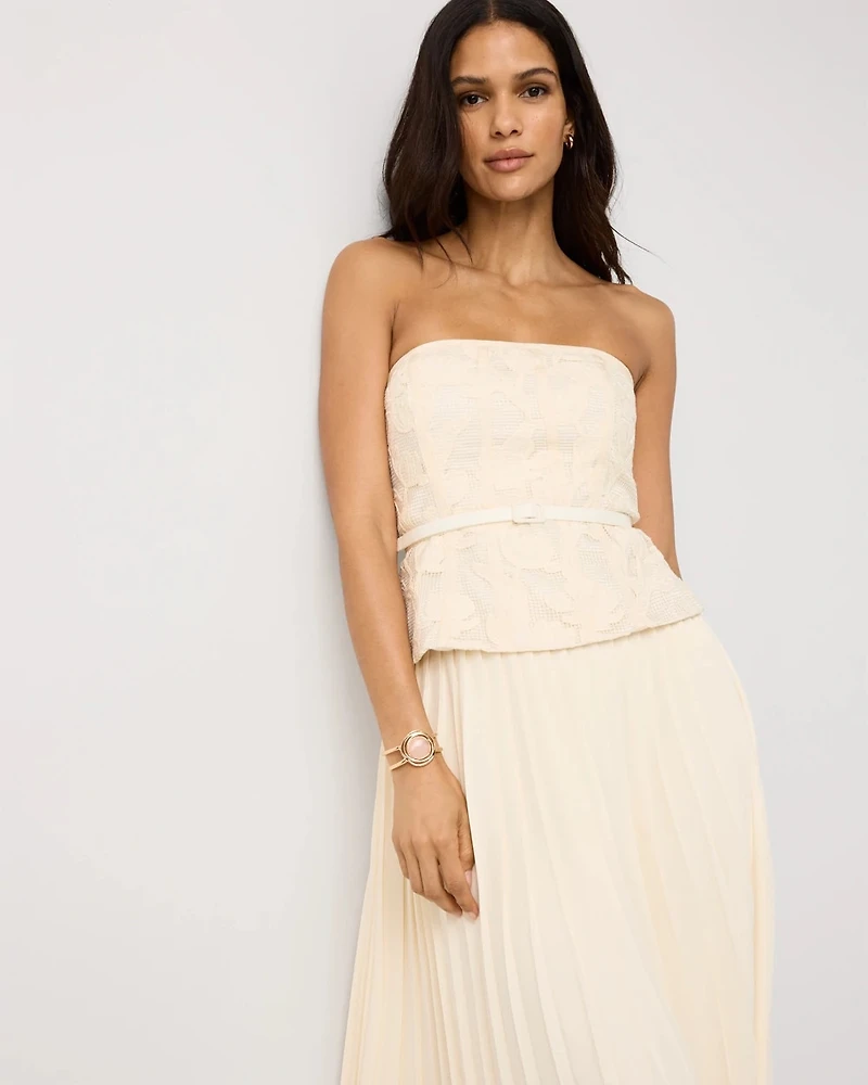 Bustier Pleated Midi Dress