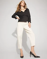 Asymmetric Poplin Wrap Shirt