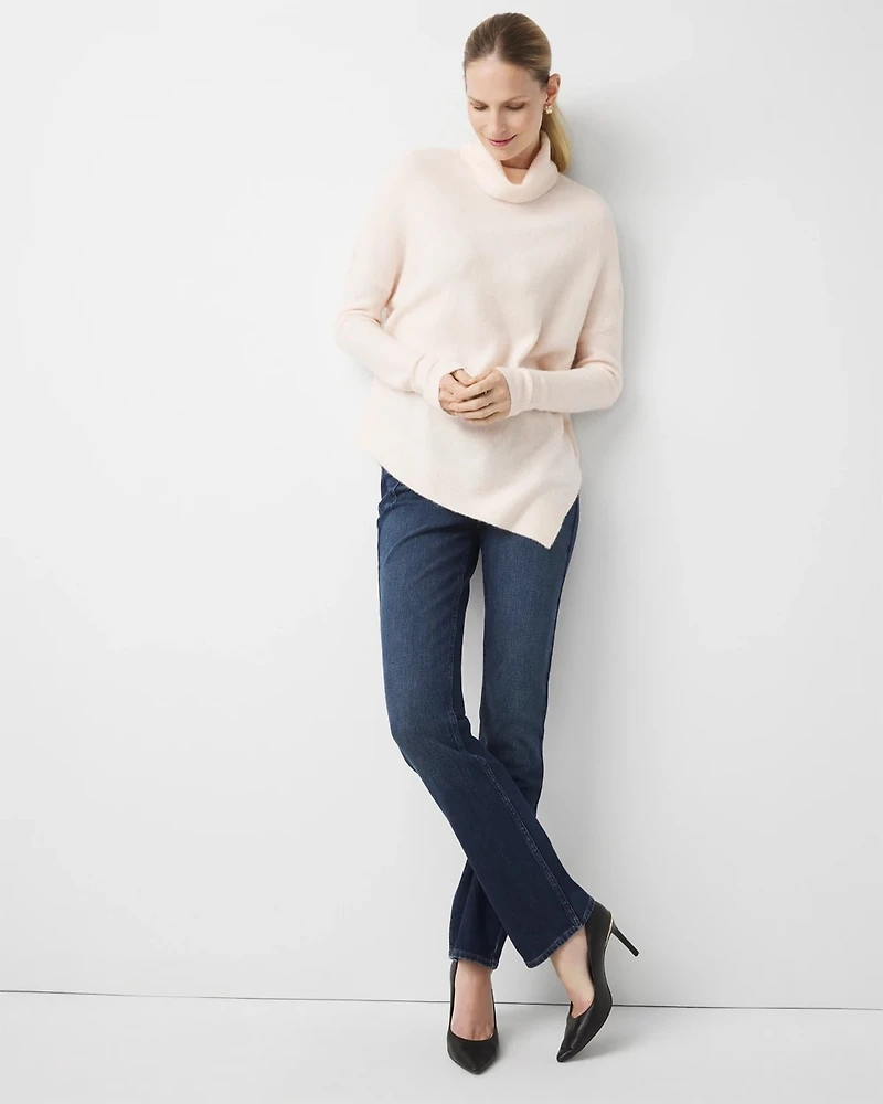 Asymmetrical Hem Turtleneck Sweater