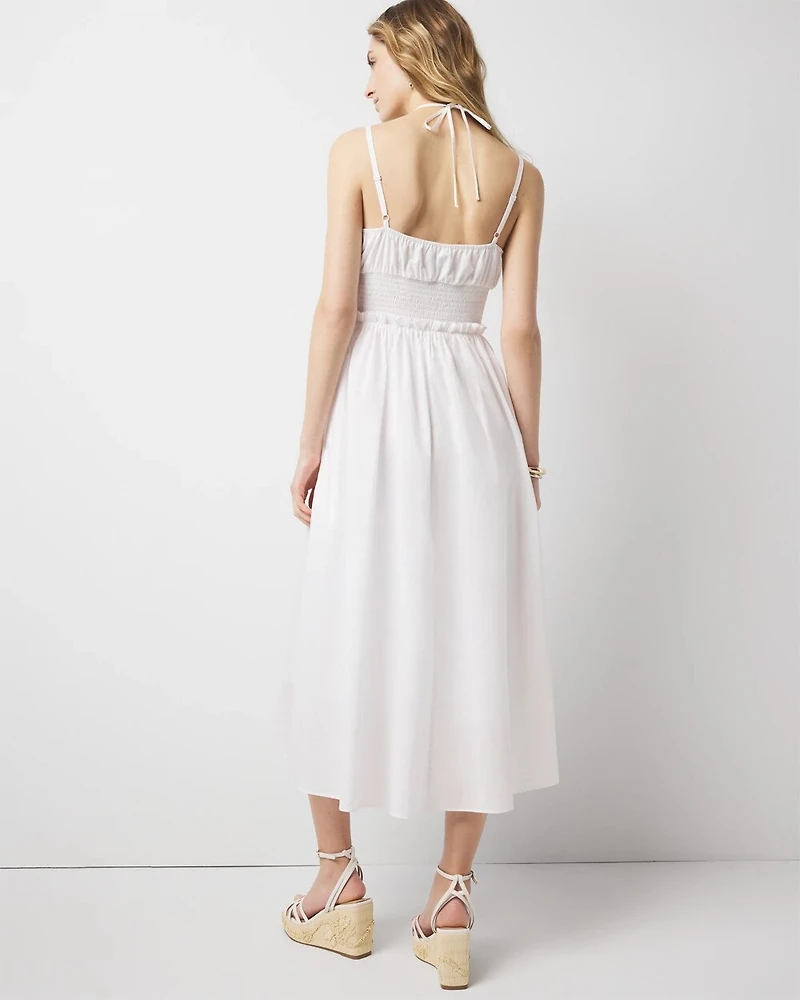 Cotton Poplin Halter Midi Dress