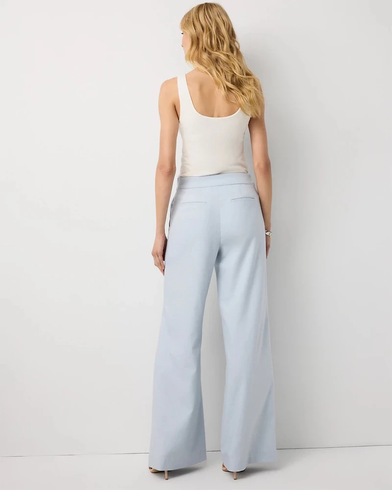 Petite Crosshatch Flat-Front Wide Leg Pants