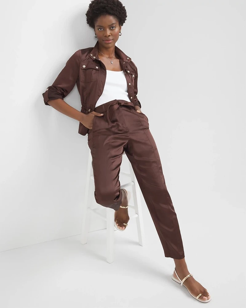 Belted Utility Straight Crop Pants