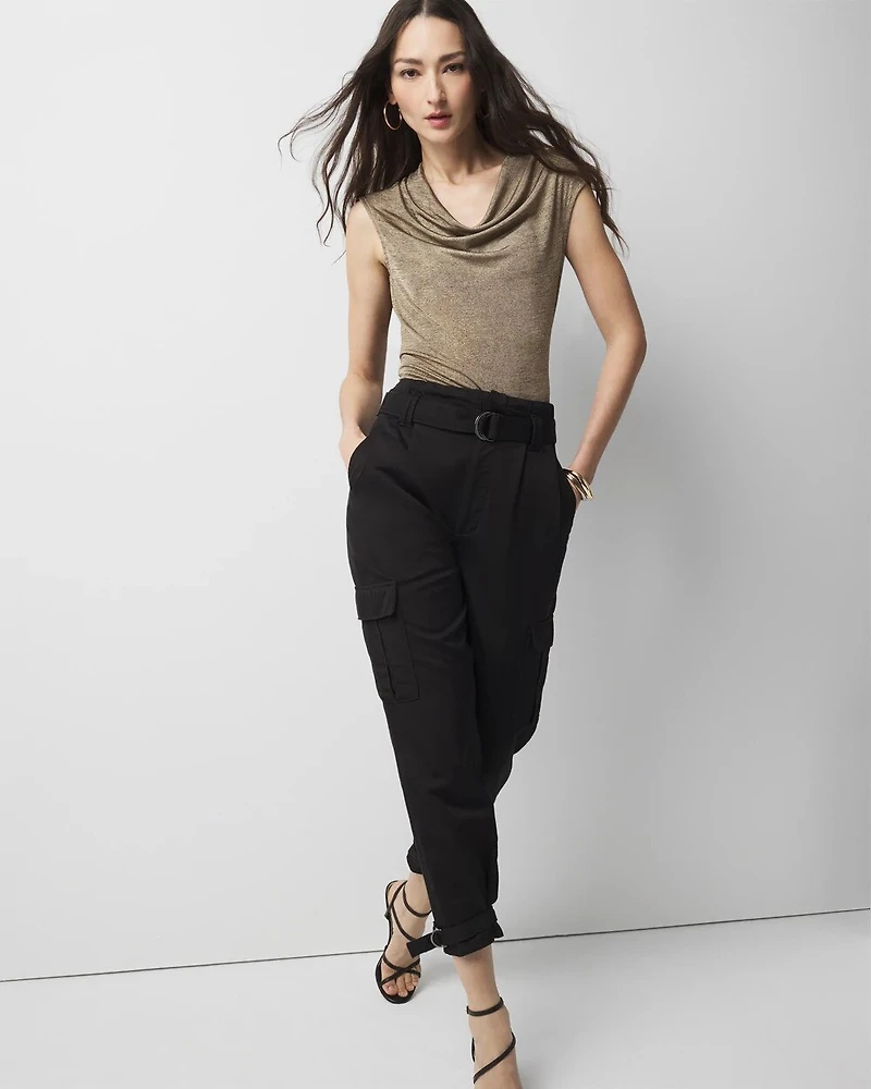Metallic Drape Neck Top
