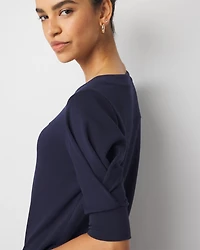 Pleated Sleeve Snit Top