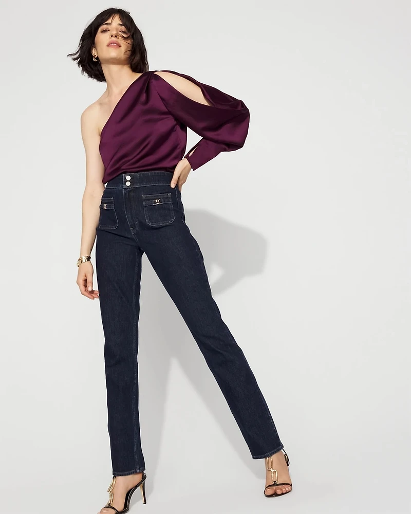 One-Shoulder Satin Blouse