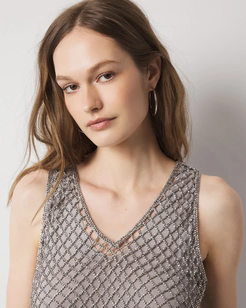 Beaded V-Neck Tank Top