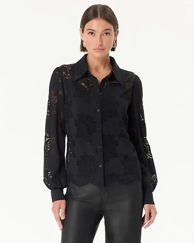Lace Shirt with Scalloped Hem