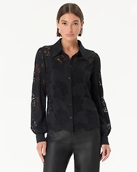 Lace Shirt with Scalloped Hem