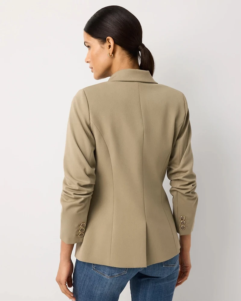 Ruched Sleeve Blazer