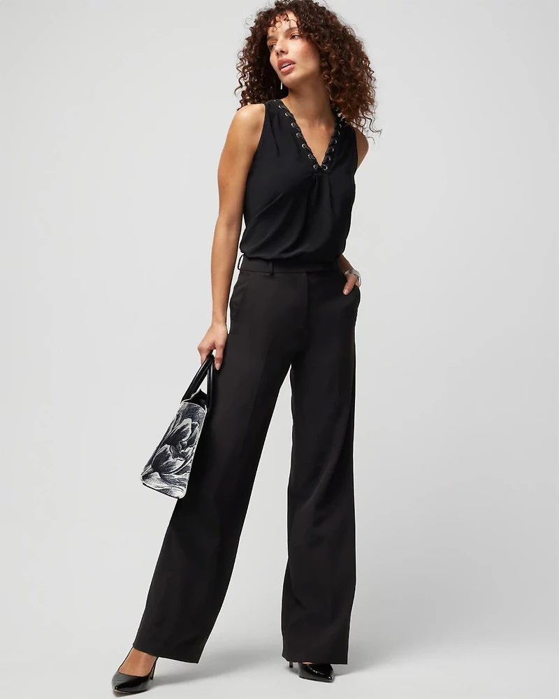 Matte Jersey Lace Notch Neck Tank