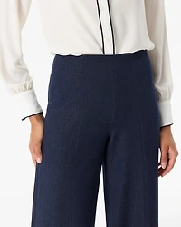 Denim-Look High Rise Wide Leg Pant