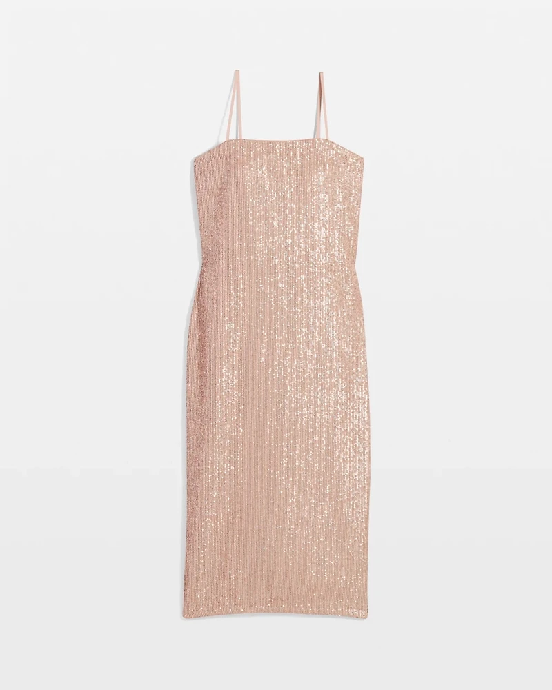 Petite Strapless Sequin Midi Dress