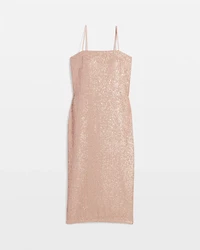 Petite Strapless Sequin Midi Dress