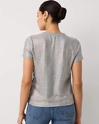 Shimmery Side Button Tee