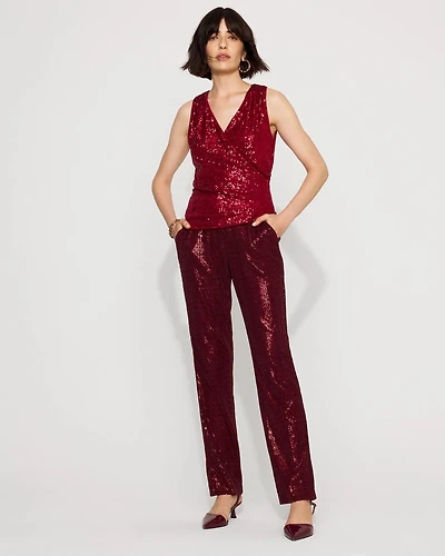 Zoey Sequin Velvet Straight Pant