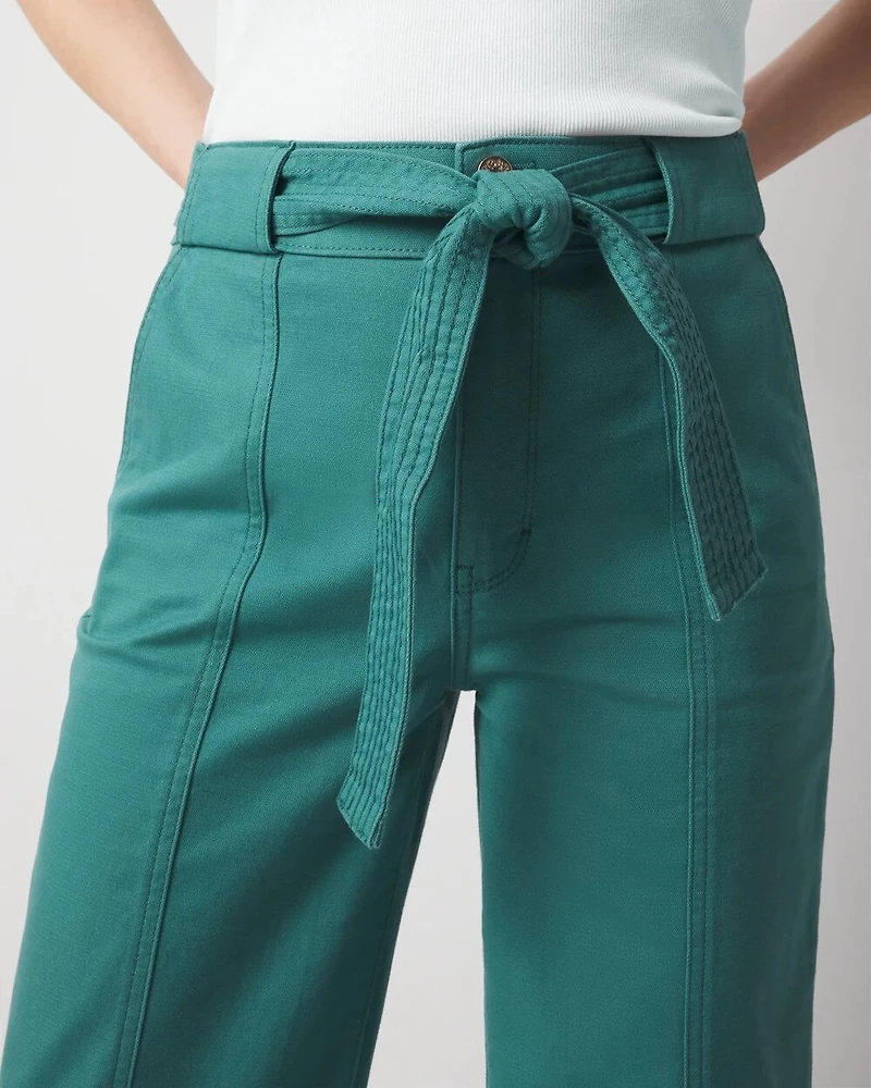 Extra High-Rise Pret Belted Wide Leg Cropped Pant
