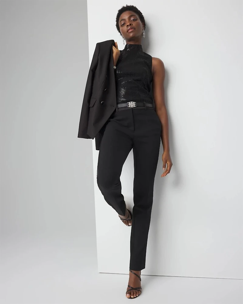 Petite High-Rise Straight Tuxedo Luxe Stretch Pant