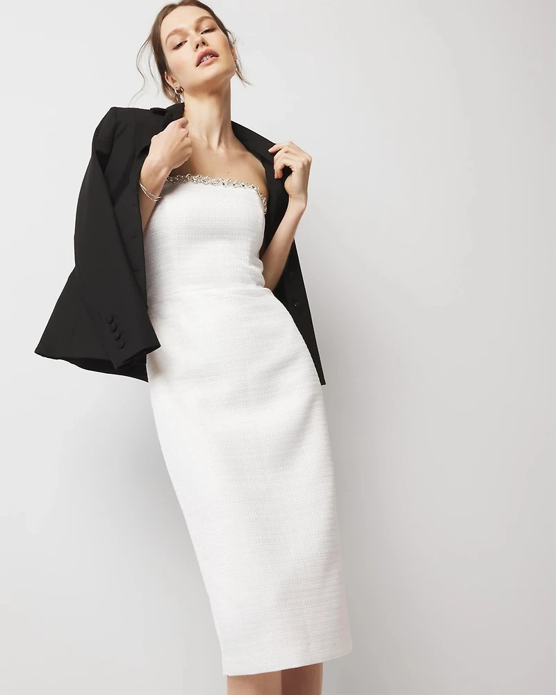 Embellished Tweed Sheath Dress