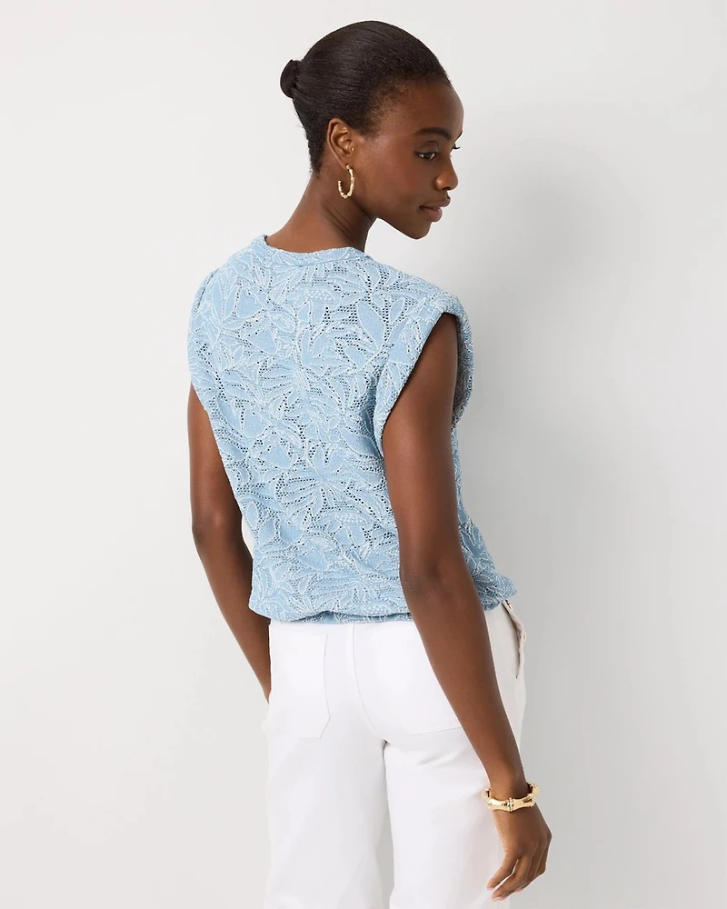 Floral Stitch Sleeveless Pullover