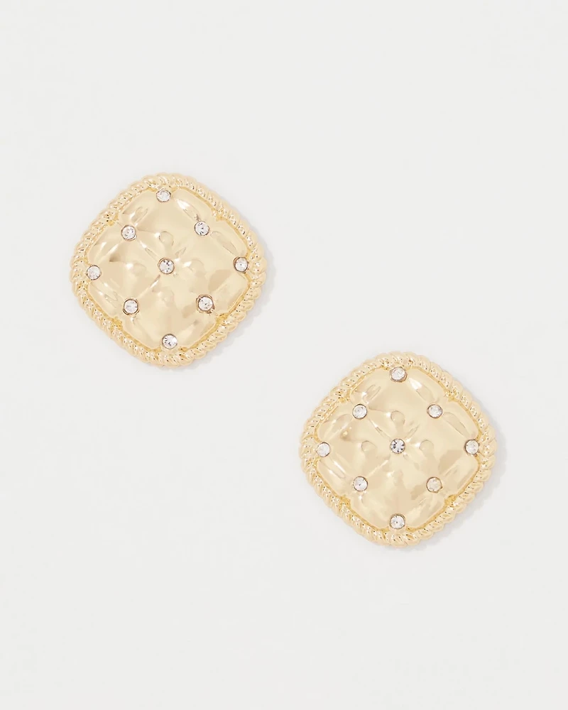 Quilted Pavé Stud Earrings
